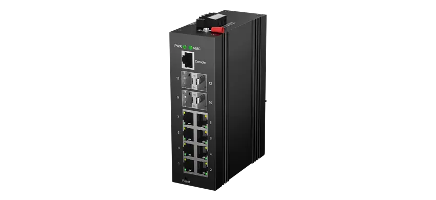Industrial Layer 2+ Managed PoE Switch 8x10/100/1000M RJ45, 4x1000M SFP