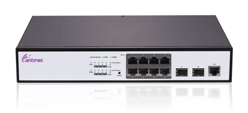 Managed Ethernet Switch with 8×GE PoE ports, 2×100/1000M SFP ports