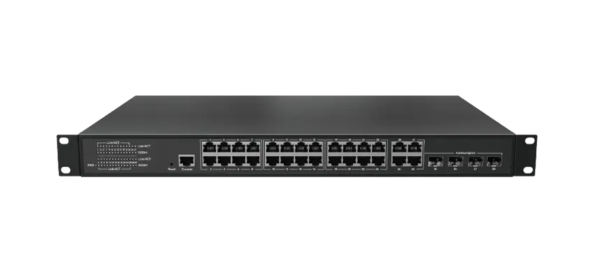 Layer 2+ Managed Ethernet Switch 24x10/100/1000M RJ45, 4x1000M Combo (RJ45/SFP)