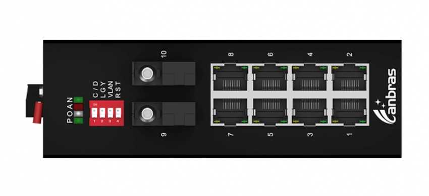 2x1000Base-X, 8x10/100/1000Base-T Industrial Ethernet Switch (PoE Optional)