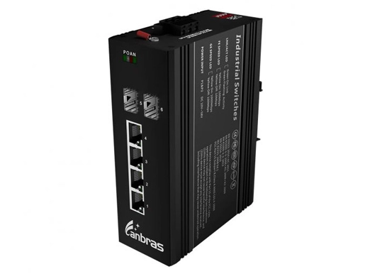 2x100Base-FX, 4x10/100Base-TX Industrial Ethernet Switch (PoE Optional)