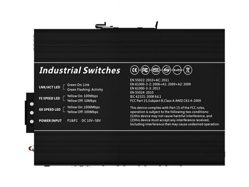 2x100Base-FX, 4x10/100Base-TX Industrial Ethernet Switch (PoE Optional)