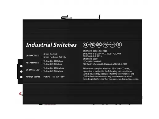 2x100Base-FX, 6x10/100Base-TX Industrial Ethernet Switch (PoE Optional)
