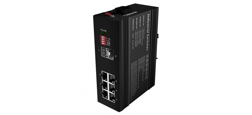 2x100Base-FX, 6x10/100Base-TX Industrial Ethernet Switch (PoE Optional)