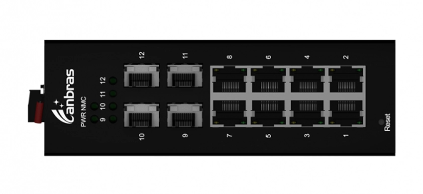 4x1000Base-X, 8x10/100/1000Base-T Industrial Ethernet Switch (PoE Optional)