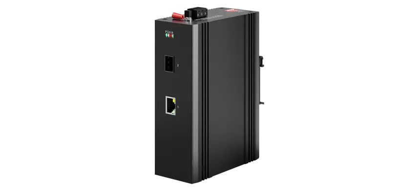 Industrial Din-rail PoE Media Converter 1x1000Base-X, 1x10/100/1000Base-T