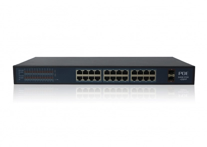 26Port Gigabit PoE Switch with 24PoE Ports and 2SFP Gigabit Uplink Optical Ports