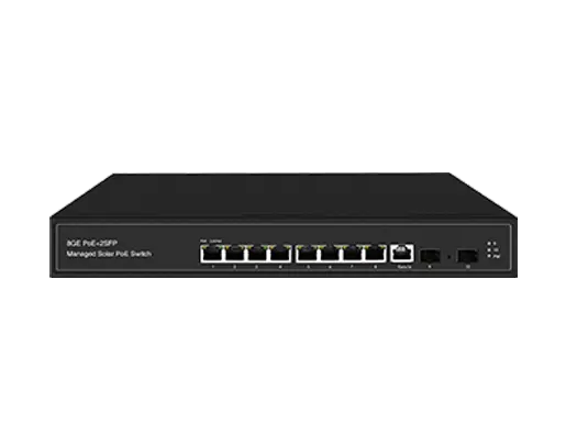Managed Solar PoE Switch 8x10/100/1000 Base-TX Ports, 2GE SFP