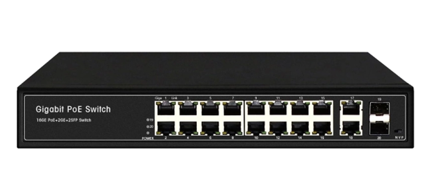 Unmanaged 16GE PoE + 2GE RJ45 +2GE SFP Switch