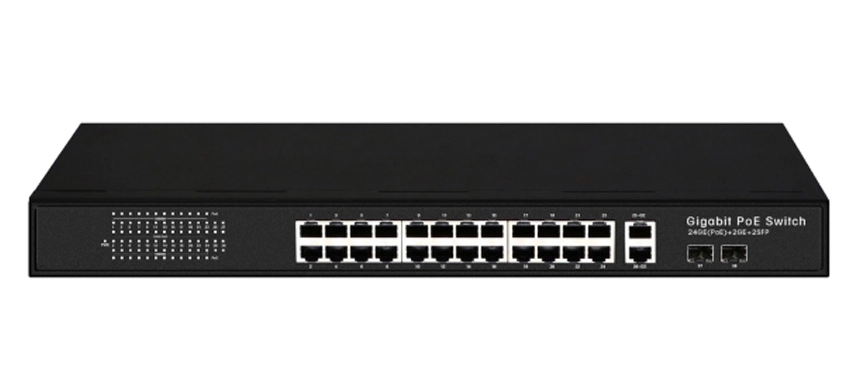 Unmanaged 24GE PoE + 2GE RJ45 +2GE SFP Switch