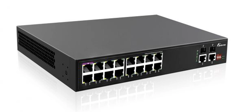 Unmanaged Gigabit 16Port PoE Switch, 16x10/100/1000M RJ45 with PoE, 2x1000M SFP+2x1000M RJ45 Uplink