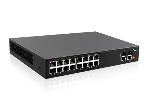 Unmanaged Gigabit 16Port PoE Switch, 16x10/100/1000M RJ45 with PoE, 2x1000M SFP+2x1000M RJ45 Uplink