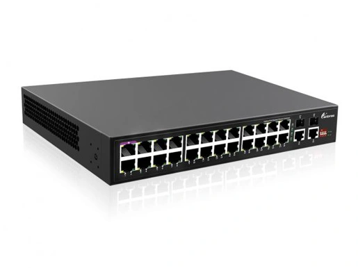 Unmanaged Gigabit 24Port PoE Switch, 24x10/100/1000M RJ45 with PoE, 2x1000M SFP+2x1000M RJ45 Uplink