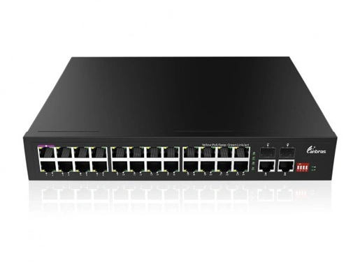 Unmanaged Gigabit 24Port PoE Switch, 24x10/100/1000M RJ45 with PoE, 2x1000M SFP+2x1000M RJ45 Uplink