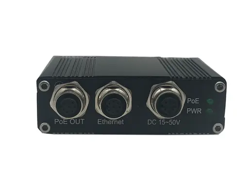 Industrial Single Port 10/100/1000 PoE Injector 30w M12 Connector