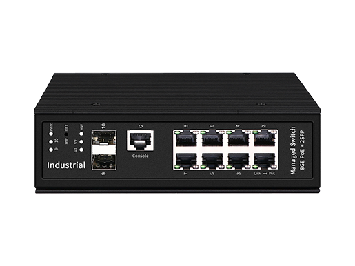 Industrial Din-Rail Managed PoE Switch 8x10/100/1000M RJ45, 2x1000M SFP Port 1 support BT PoE (single port power Max. 90w)