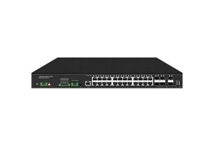 Industrial Rackmount Layer 3 Managed Switch 24Port 10/100/1000M RJ45, Uplink 6Port 10G SFP+ Redundant Dual Power Input AC100-240V and DC12-57V