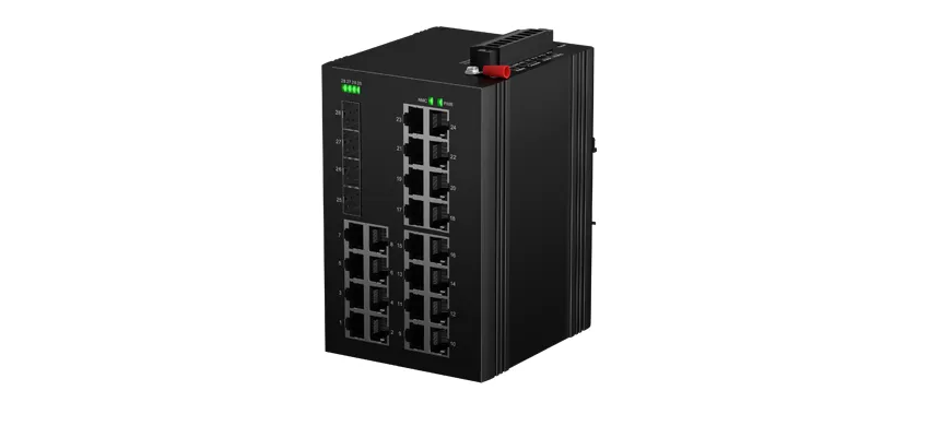 Rackmount Industrial L2 Managed PoE++ Switch 24x10/100/1000M RJ45 PoE+, Uplink 4x10G SFP+