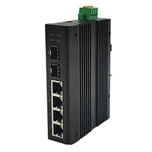 Industrial Din-Rail Layer 2 Managed PoE Switch  4x10/100/1000Base-T + 2x100/1000Base-X SFP