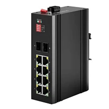 Industrial Din-rail Unmanaged PoE Switch  8x10/100/1000M RJ45 PoE+, Uplink 2x1G SFP