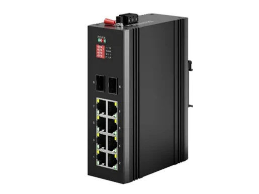 Industrial Din-rail Unmanaged PoE Switch  8x10/100/1000M RJ45 PoE+, Uplink 2x1G SFP