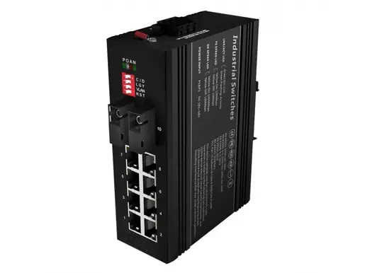 Industrial Ethernet Switch 2x1000Base-X, 8x10/100/1000Base-T (PoE Optional)