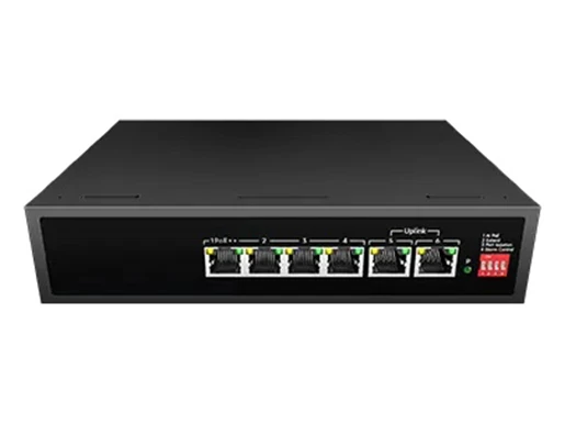 Unmanaged AI PoE Switch 6x10/100/1000Base-T (4xPoE, Port1 BT60w)