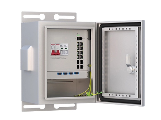 IP55 Outdoor Box, with Managed Industrial Switch 4x10G Base-X, 8x10/100/1000 Base-T PoE