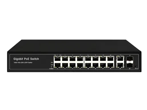 Unmanaged 16GE PoE + 2GE RJ45 +2GE SFP Switch