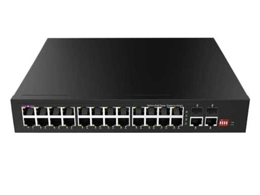 Unmanaged Gigabit 24Port PoE Switch, 24x10/100/1000M RJ45 with PoE, 2x1000M SFP+2x1000M RJ45 Uplink